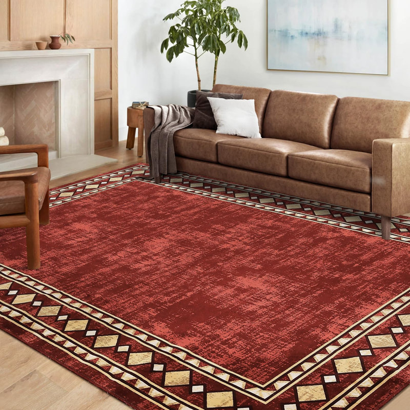 9x12 Rugs for Living Room Washable Rug for Bedroom Scalloped Area Rugs Stain Resistant Modern Soft Folding Throw Carpet Low Pile Floor Cover for Nursery Playroom