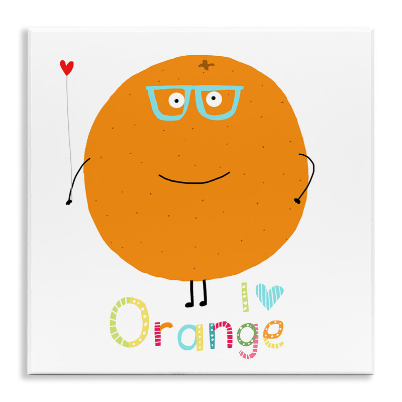 Art mural orange amusant et souriant par Carla Daly