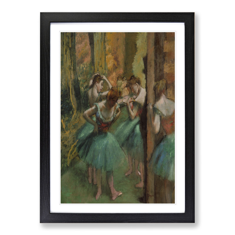 Ballet Ballerina Dancers in Green by Edgar Degas - Framed Print, Black Framed, 65cm H x 48cm W x 2cm D