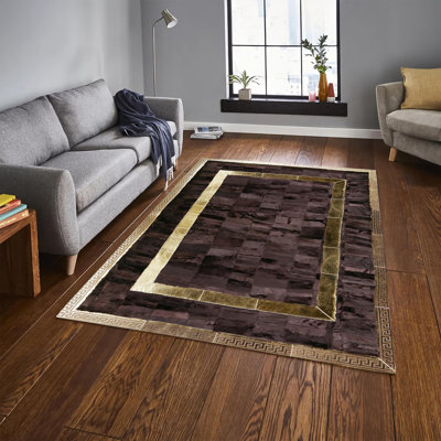 Tapis toscan en cuir brun foncé fait à la main