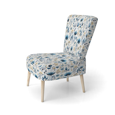 Chaise d'appoint rembourrée Minimalist Blue Floral Charm Botanics