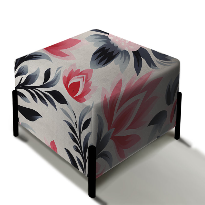 Rose et noir Ikat Splendor - repose-pieds carré Ikat