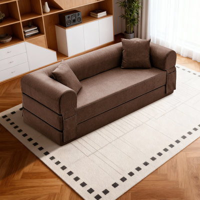 4-in-1 Folding Convertible Sofa Bed, 78 Inch Faux Leather Boneless Couch, Loveseat Sleeper with Pull Out Bed, Floor Sofa Modular Futon Teddy Sofa for by Wrought Studio