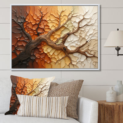 Brown Beige Abstract Redwood Tree Collage Framed On Canvas Print -  Red Barrel Studio®, 32DE85AFB13D4FBEB156289563A19A93