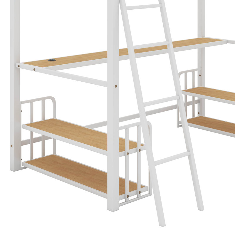 Lit mezzanine en métal avec bureau, Twin