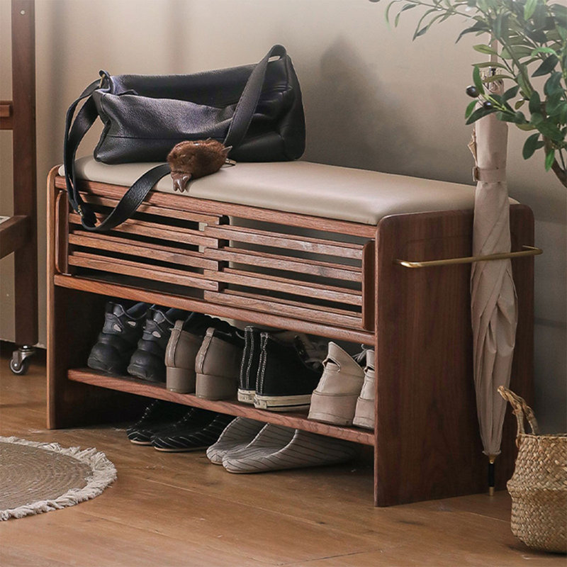 Banc rembourré gris, H 17,72 po x l 35,43 po x P 12,6 po