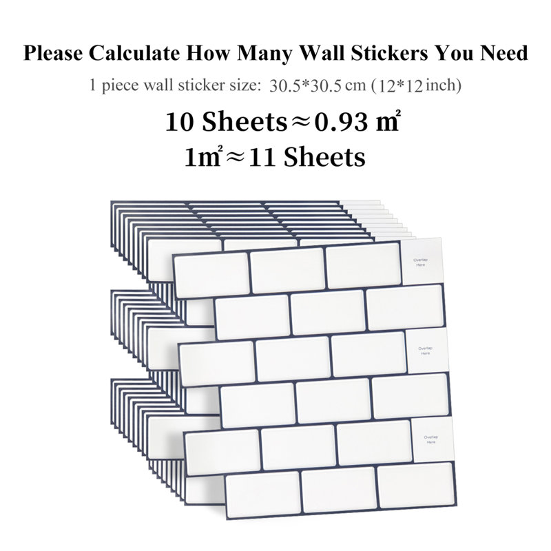 10Pcs Peel and Stick 1.2mm Wall Paneling, White 