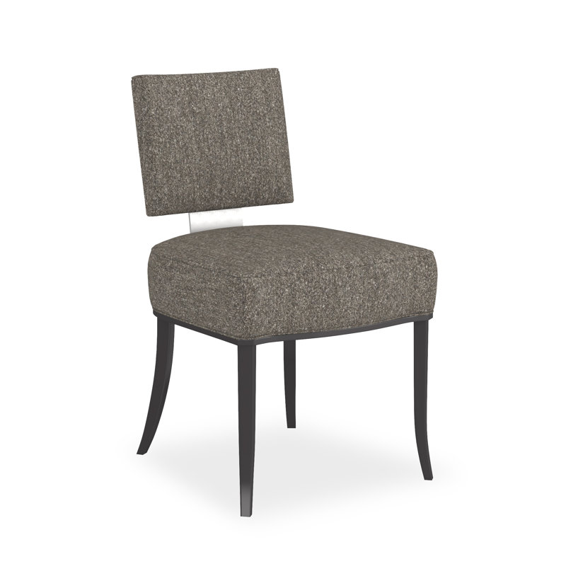 Caracole Classic Upholstered Dining Chair, Gray, Black/Chrome