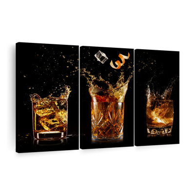 " Splashing Whiskey Glass " by SodaPopArt 3 - Pieces