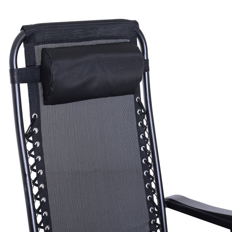 Chaise berçante pliable noire - Fauteuil d'extérieur Gravity avec plateau pour tasses et fente pour téléphone