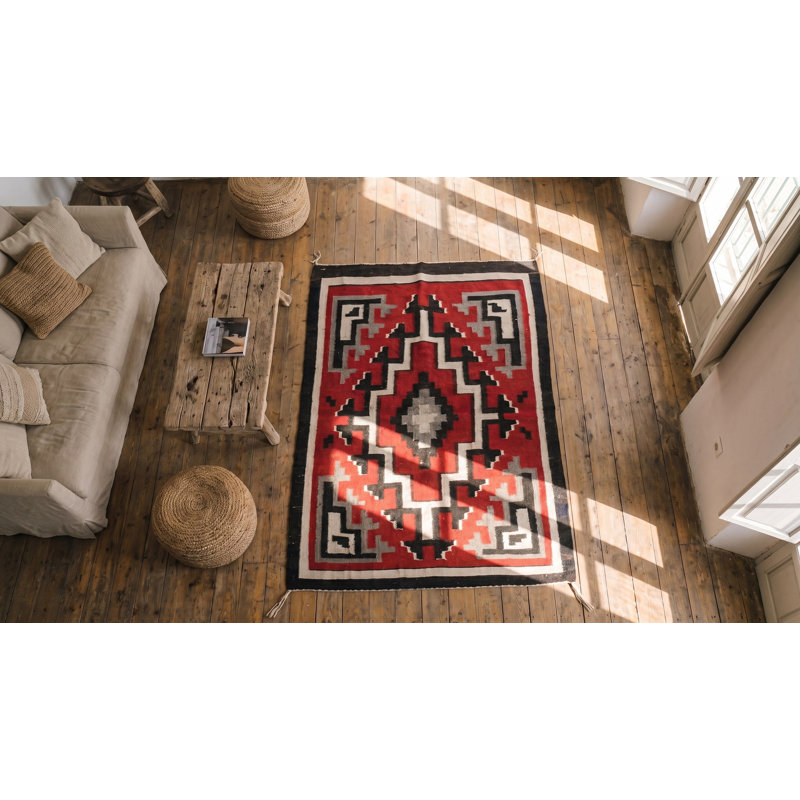 Tapis tissé à plat Bold Red Tribal