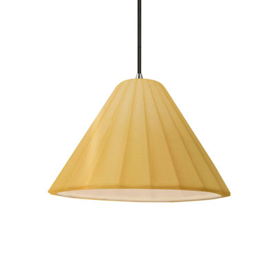 Radiance - Luminaire suspendu 1 lumière cannelé - Jaune pâle - Nickel brossé - l 10,75 po x H 7 po - DEL dédiée - cordon noir
