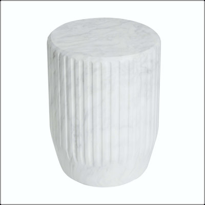 Table d'appoint d'extérieur sculptée Cicci - Blanc avec motif cylindrique