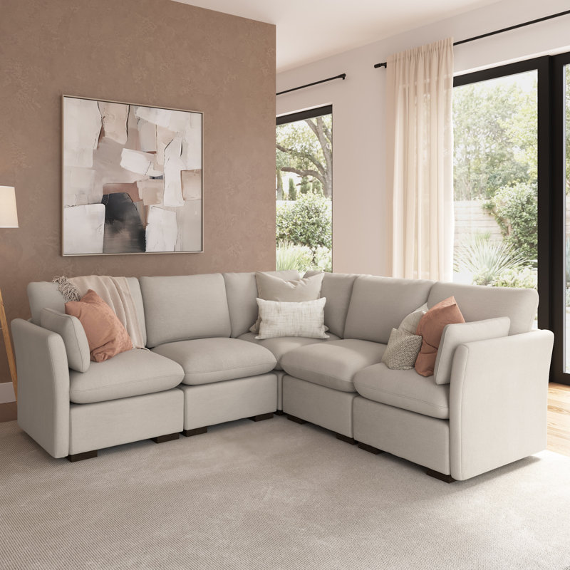 Modulaire modulaire 4 places, meubles de salon, Polyester taupe brume