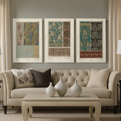 Nouveau Decorative IV  -Custom Wrapped Gallery Canvas - 3 Pieces