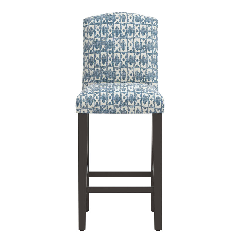 Tabouret de bar et de comptoir April, Tabouret de bar (siège d'une hauteur de 31 po), Blocs texturés bleus, Bois noir