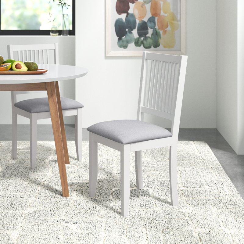 Chaise de salle à manger en bois de style mission de 18 po avec siège rembourré Swick, Blanc