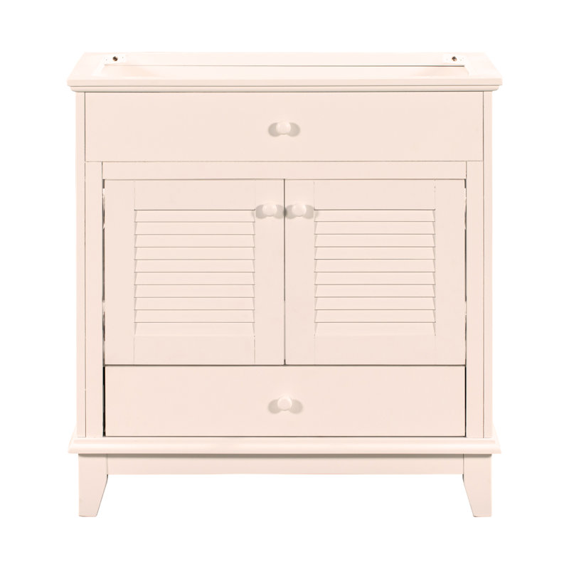 Base de meuble-lavabo 30 po sans lavabo, armoire de salle de bain avec deux portes et un tiroir, blanc