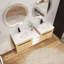 Meuble-lavabo double avec lavabo en résine, tablette ouverte et portes à fermeture en douceur-2066969845