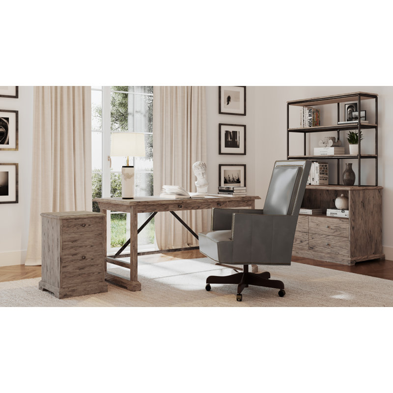 Arcadian Credenza Desk with Hutch and Built in Outlets