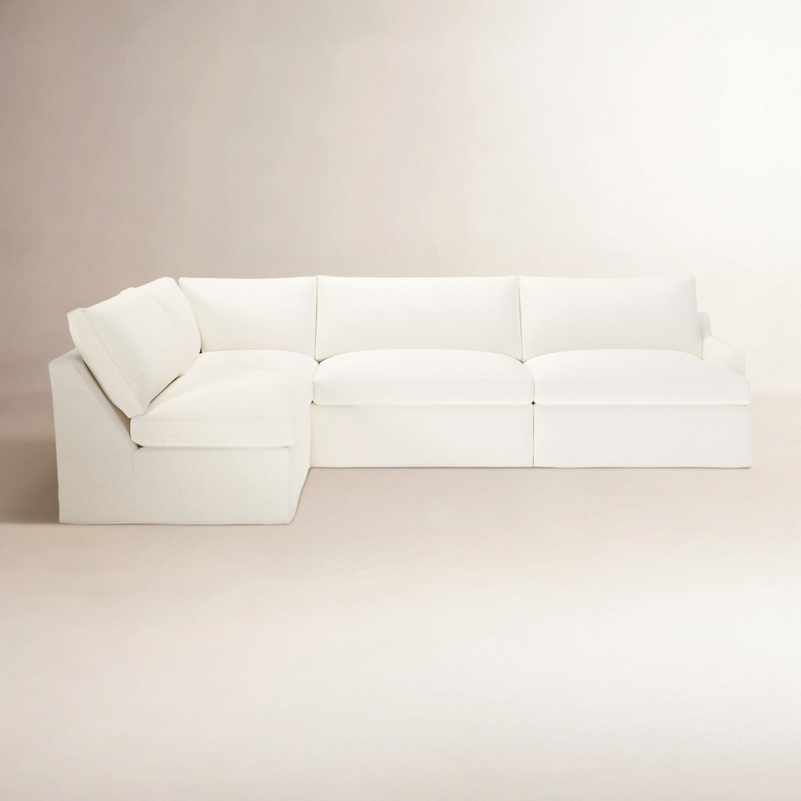 Wrenley 4-Piece Modular Sectional, Apollo Alpaca Boucle, Left Hand Facing