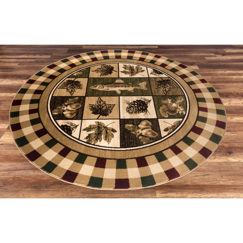 Tapis beige Aubin, Rond 6 pi 7 po