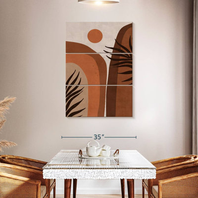 Feuille de montagne abstraite terre cuite sur toile 3 pièces par Jennifer T Print