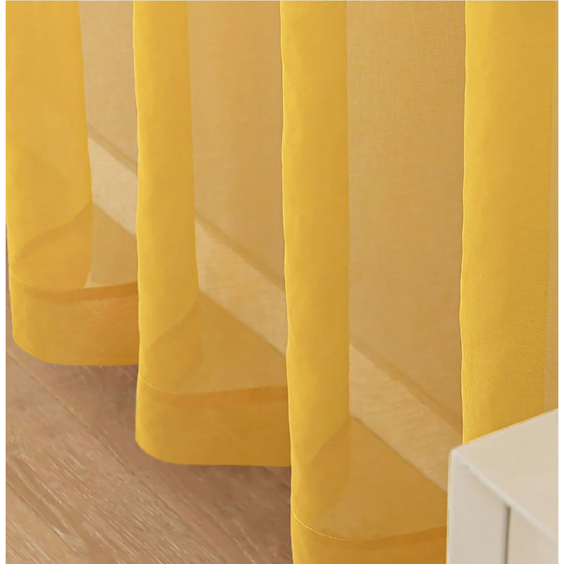 Ensemble de rideaux transparents avec passe-tringle 90 po (2 panneaux), Jaune
