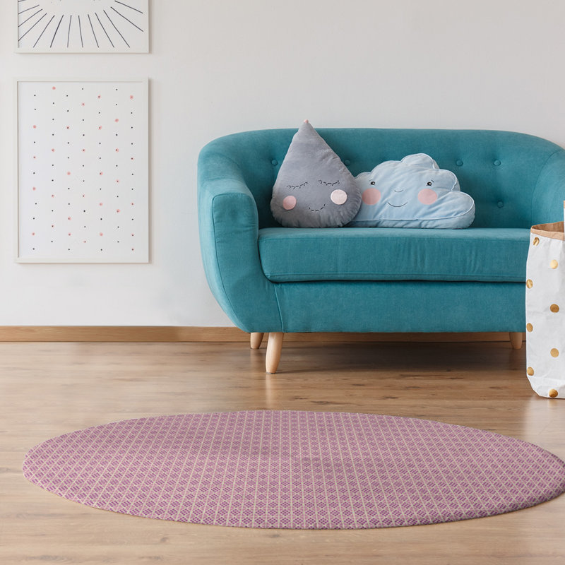 Chenille Geometric Indoor Rug, Round 5'