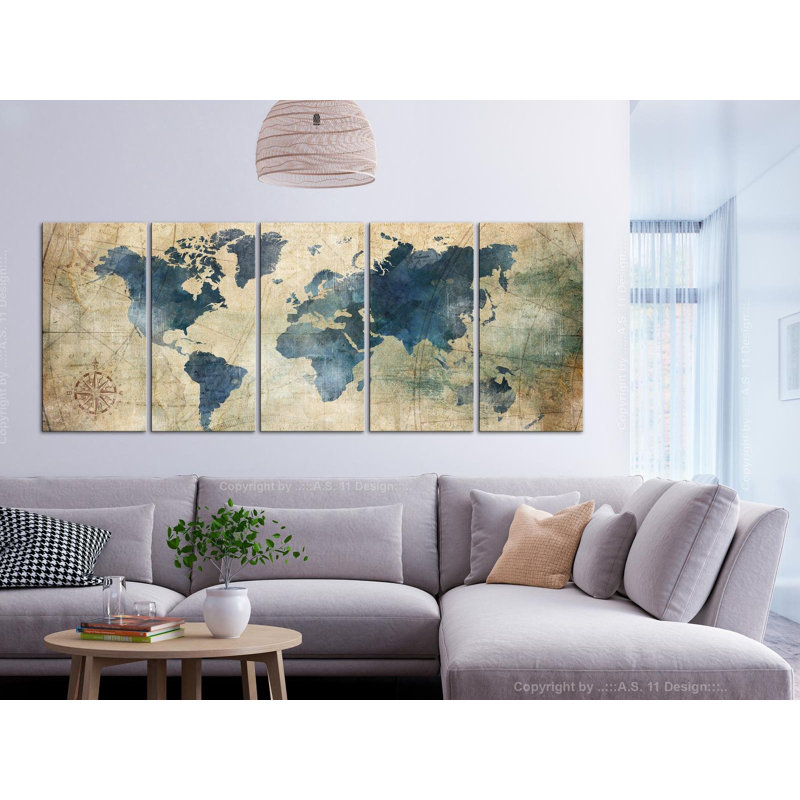 " Retro Map " 5 - Pieces