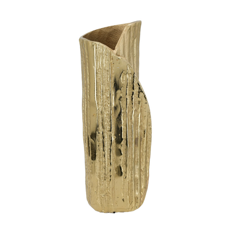 13" Wood Grain Aluminum Table Vase