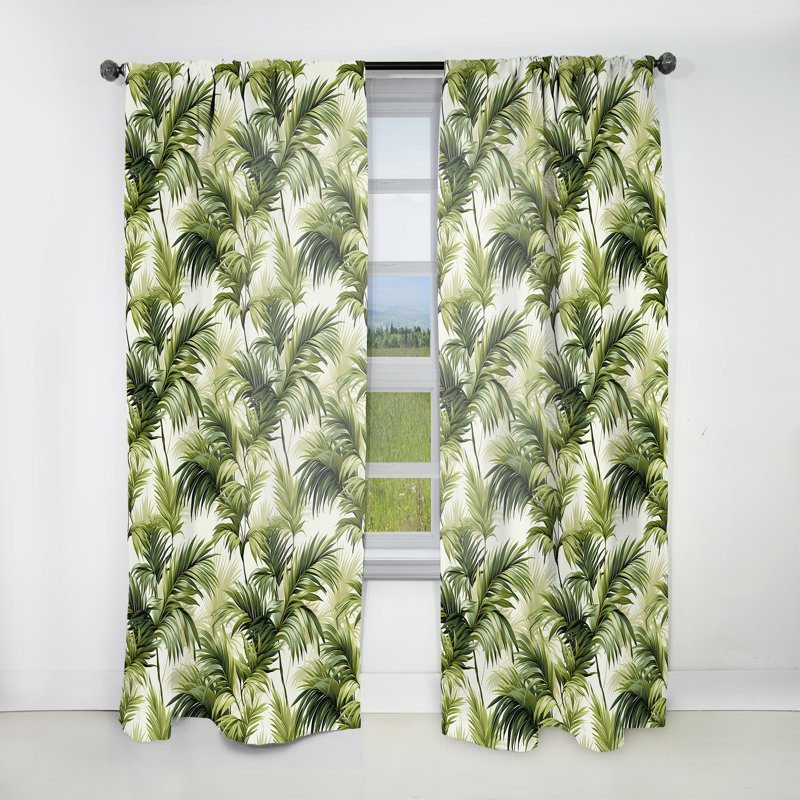 Rétro motif de velours obscurcissant Vintage Palms Ii - motif tropical I - 1 panneau, L 52 po x L 84 po