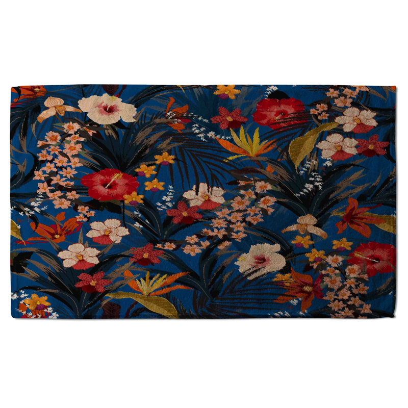 Cotton Floral Waffle Tea Towel Kitchen Towel
