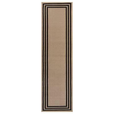 Bolkov Classic Solid Border Pearl Cream Power Loomed Indoor Area Rug