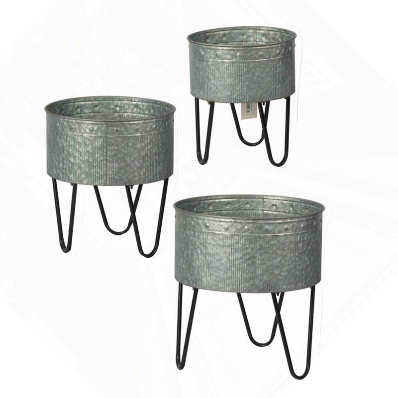 Ensemble de 3 pots décoratifs en métal Huxley