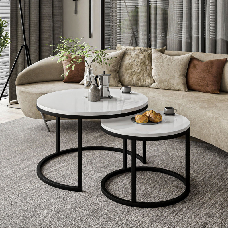 Alford Coffee Table, Black/White High Gloss