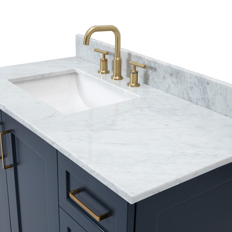 ARIEL TAYLOR 43 IN LEFT OFFSET SINGLE RECTANGLE SINK VANITY, Midnight Blue, Rectangle, Left 