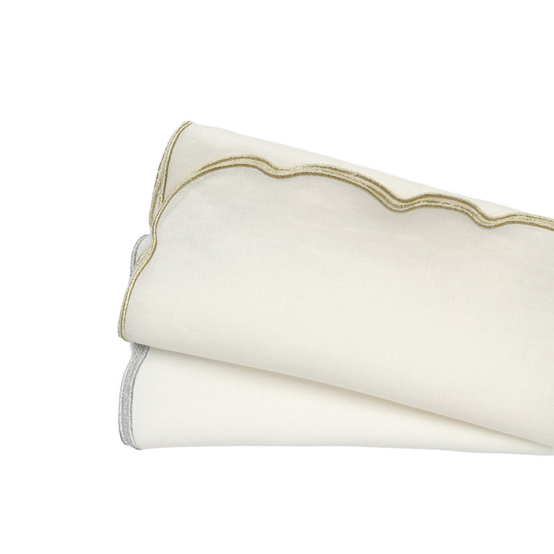 Luminance Napkin, White/Gold