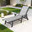 All-Weather HDPE & PVC-coated polyester Patio Chaise Lounge Chair with Arms, 5-Position Adjustable Backrest, Wheels & Built-In Cup Holder-690926507