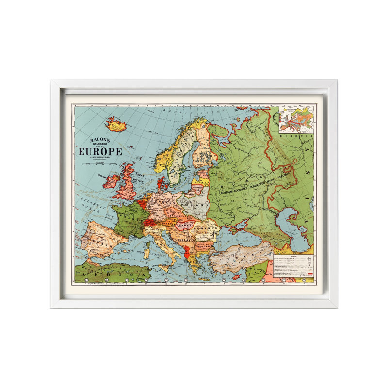 Carte standard européenne du bacon, Canvas, White Framed, 08"H x 10"W