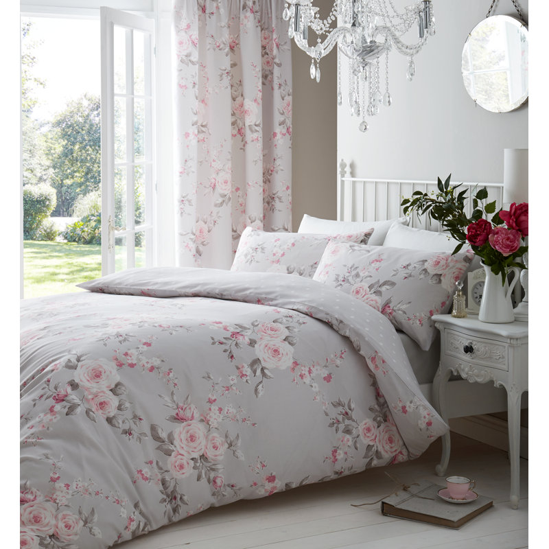 Canterbury Floral Reversible Bedspread, 240 x 260 cm Bedspread, Grey