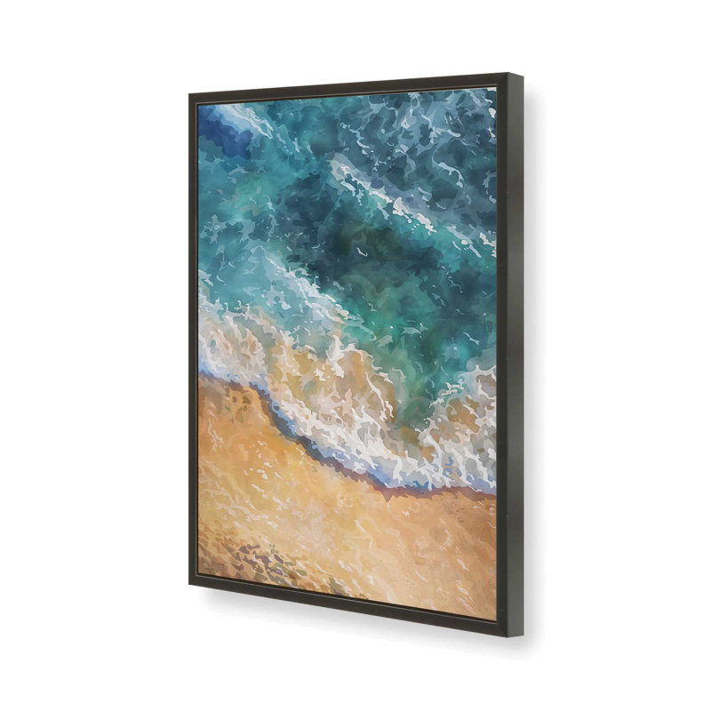«Waves on Amber Sand», reproduction encadrée, H 17 po x l 13 po, Noir satiné