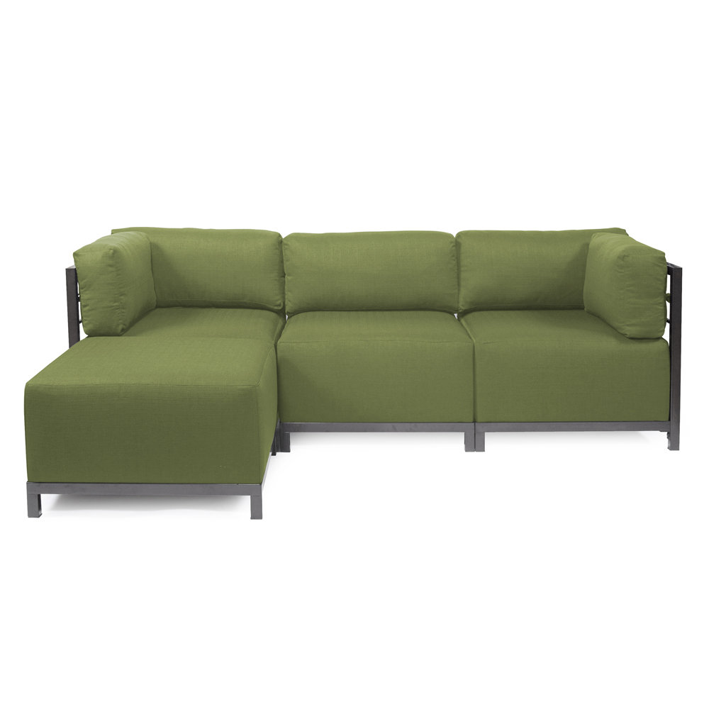 Olen 96" Sunbrella® Patio Sectional, Titanium, Moss Sunbrella