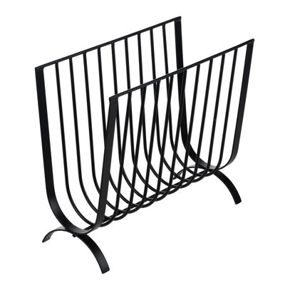 Metal Magazine Rack, Deluxe Mid Century Wire Magazine Rack, Tabletop or Floor Standing Sling Basket(Black) by George Oliver