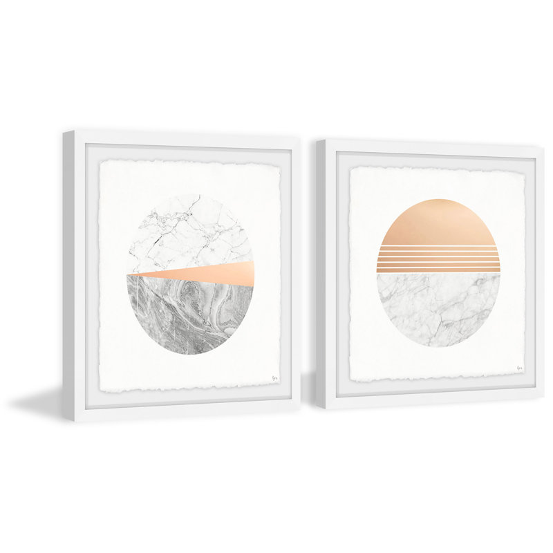 «Marble Finish Diptych» par Eyre Tarney - Ensemble de 2 reproductions de cadres photo sur papier, H 24 po x l 24 po
