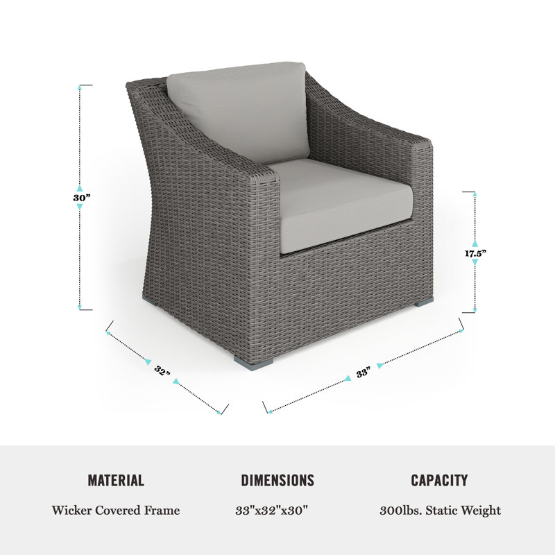 Fauteuil d'appoint en rotin avec coussins toutes saisons Martha Stewart Bedford, Gris, Gris