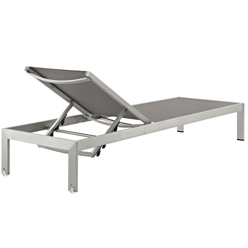 Shore Silver Gray Aluminum Mesh Adjustable Outdoor Chaise Lounger