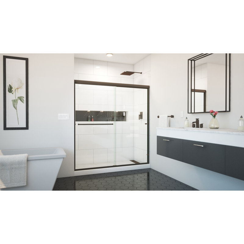 Porte de douche demi-cadre E 62 "x H 70,38" Ese, Vers la droite, Bronze huilé anodisé