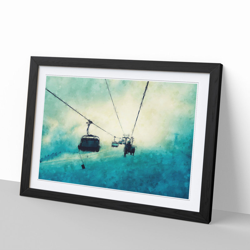 Ski Lift - Picture Frame Graphic Art, 27cm H x 36cm W x 2cm D, Black Framed