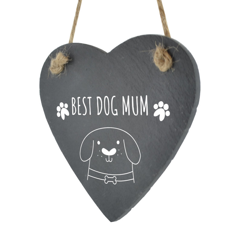 Hegarty Best Dog Mum Heart Slate Wall Décor